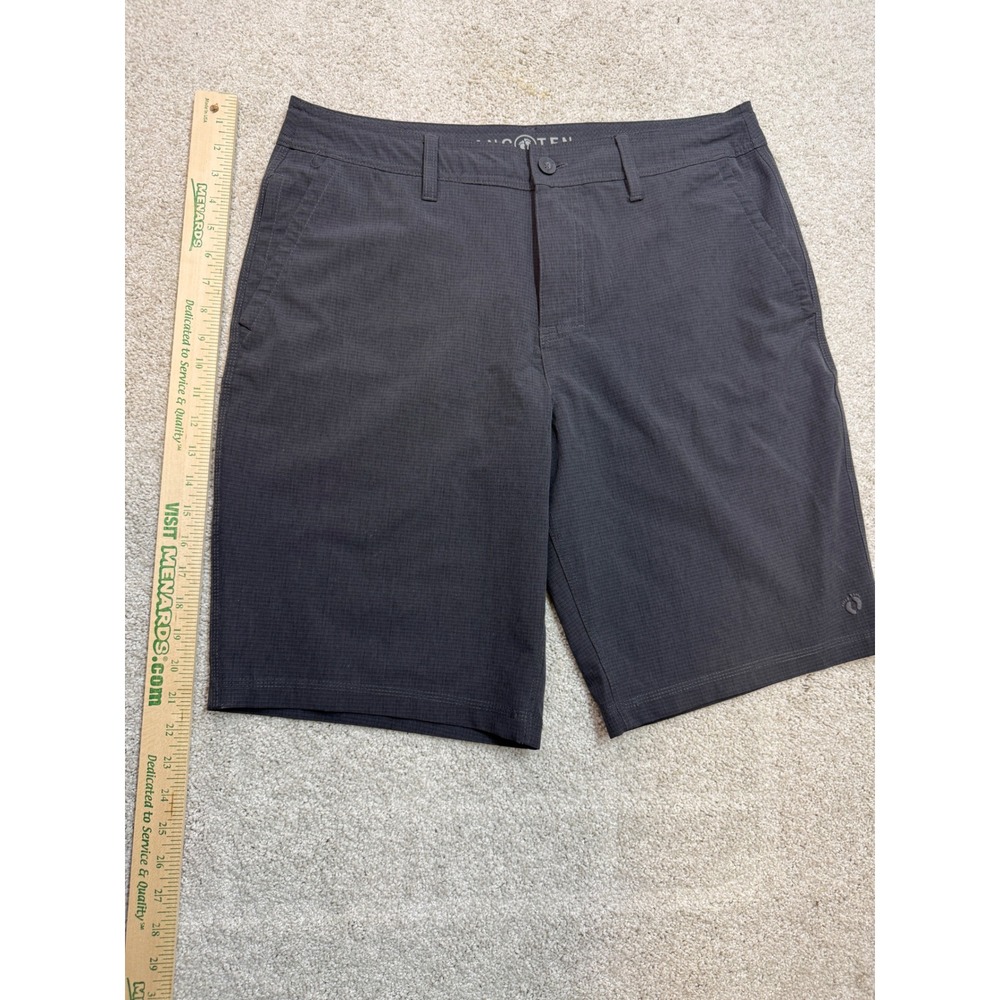 Hang Ten Mens Hybrid Shorts Charcoal Grey Textured Grid Stretch Size 34